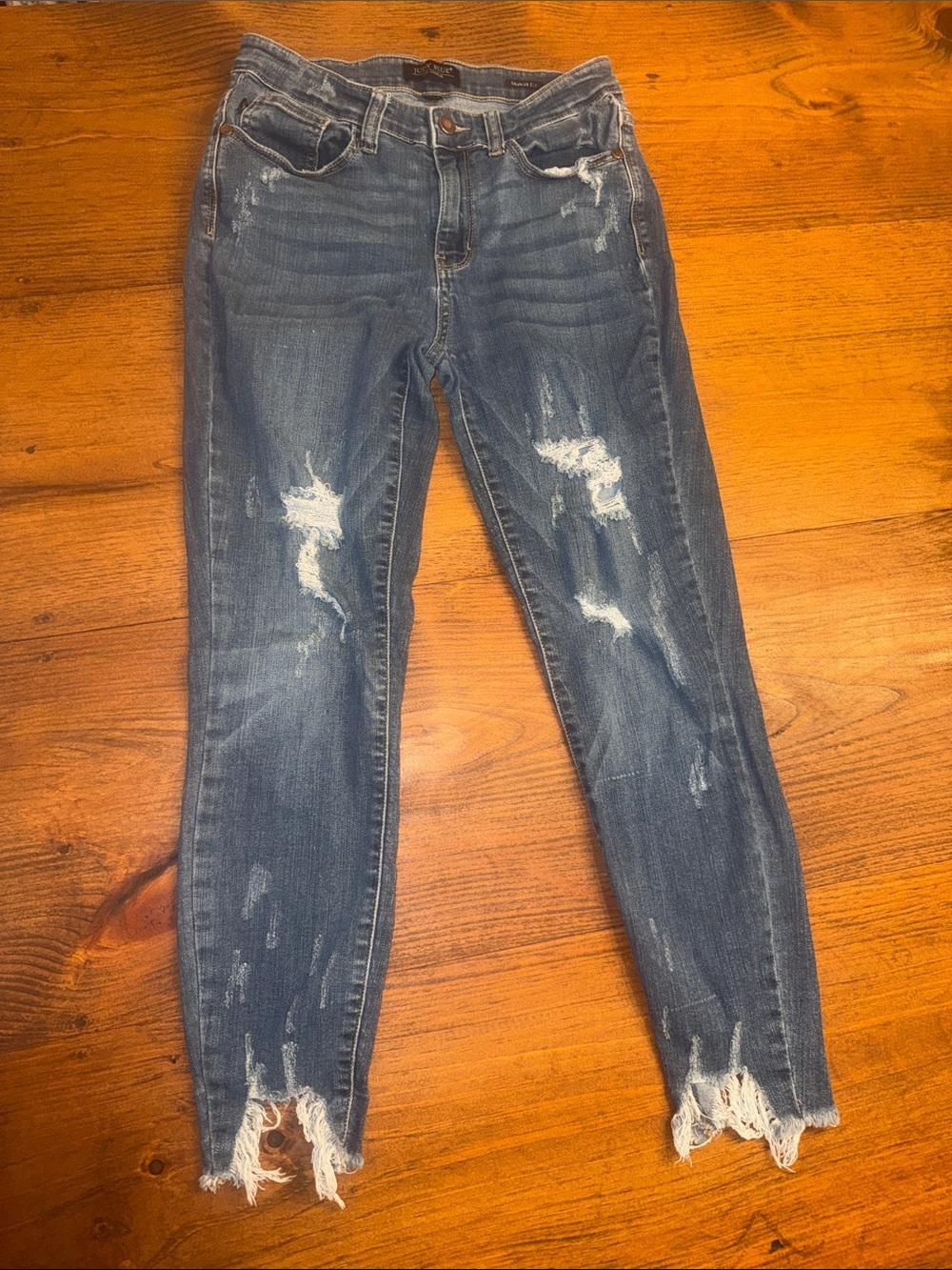 Judy Blue Medium Blue Distressed Skinny Jeans